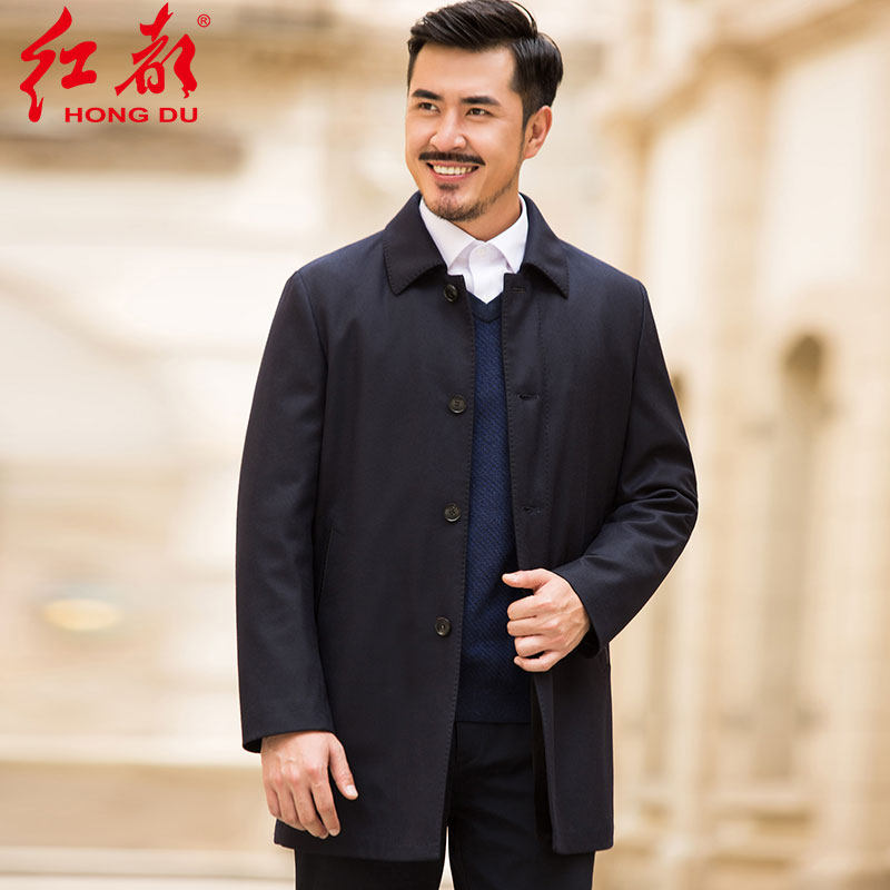红都冬季尼克服男貂毛内胆加厚外套爸爸装水貂毛皮大衣