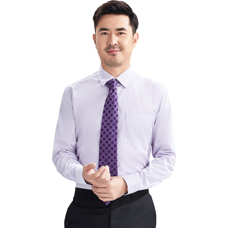 男士长袖衬衫商务条纹男装衬衣