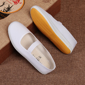 软底白布鞋 女款 女体操舞蹈表演鞋 药店护士工作鞋 小白鞋 休闲帆布鞋