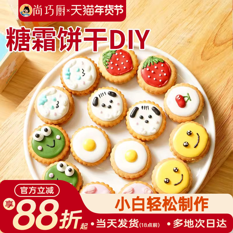 展艺蛋白糖霜饼干DIY小圆饼干预拌粉圣诞曲奇翻糖装饰烘焙套装