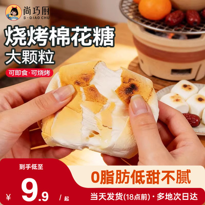 展艺烤棉花糖大块炭烧烤专用拉丝低甜度雪花酥围炉煮茶食玩材料