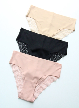 微瑕疵女士内裤妈妈性感蕾丝边纯欲中高腰全棉档三角裤冰丝短裤头