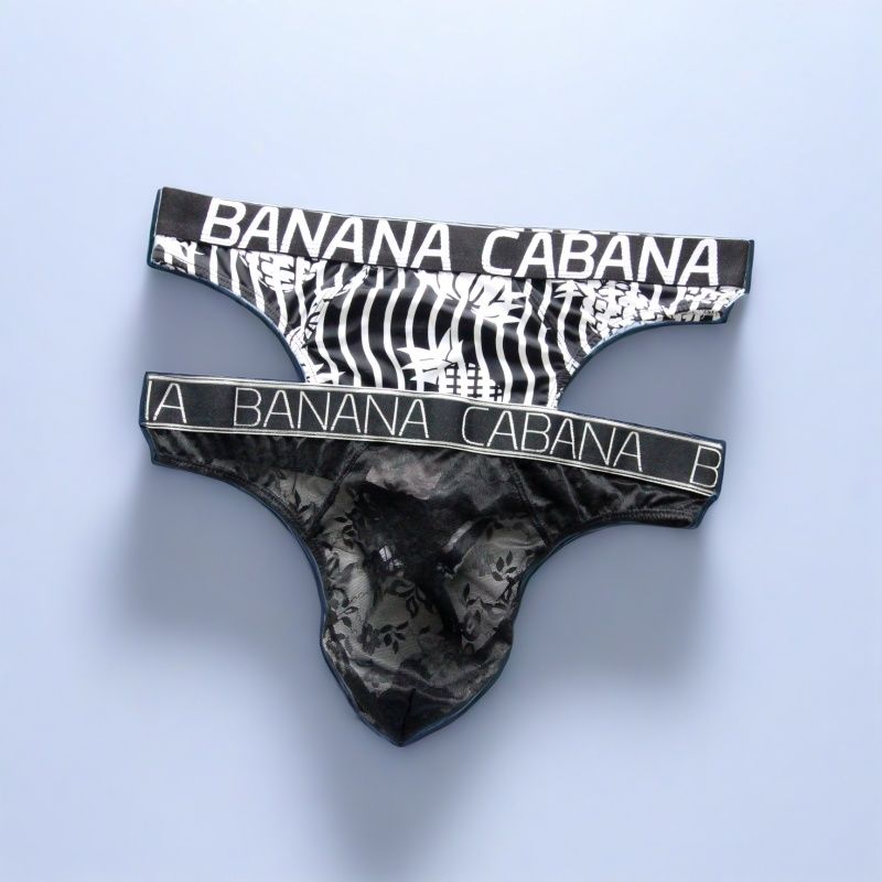 男士冰丝丁字裤性感蕾丝字母花色