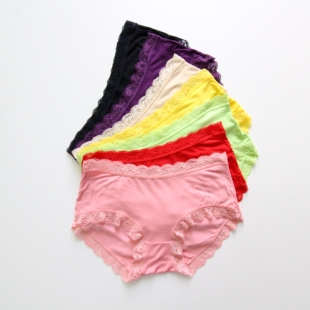 头 女生中低腰蕾丝性感短裤 微瑕疵女士三角裤 莫代尔舒适透气三角裤