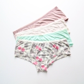 妈妈性感全棉档短裤 微瑕疵薄透气冰丝内裤 女士低腰碎花纯色三角裤