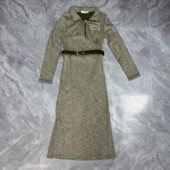 裙子女 内搭慵懒风长款 3.22本.mo莉 拉链翻领连衣裙法式