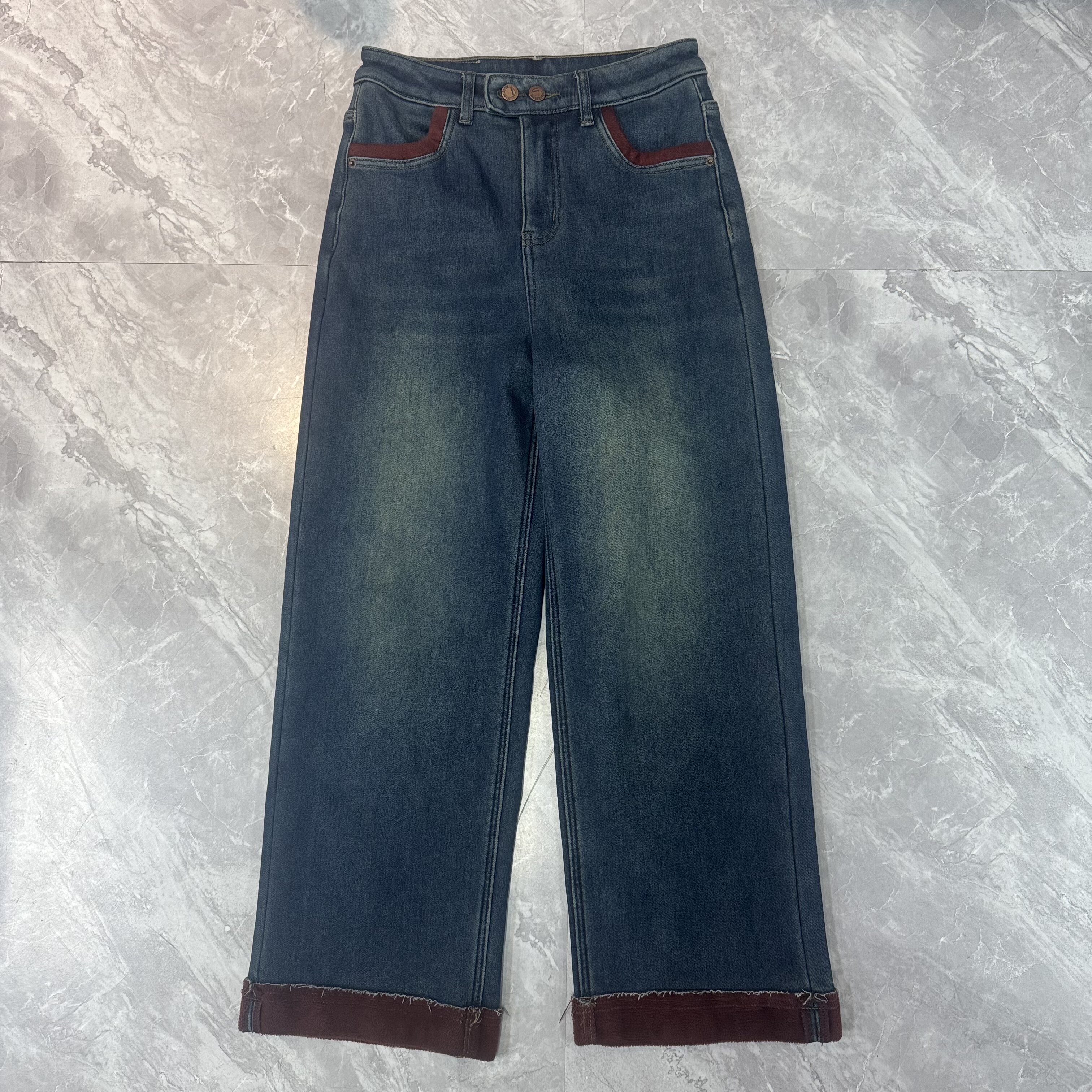 12.3美丽c 高弹力加绒加厚小个子修身显瘦设计直筒阔腿九分牛仔裤,女装/女士精品,牛仔裤,淘宝优惠券,粉丝福利购,淘宝优惠卷