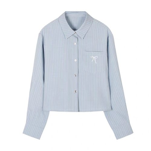 11.27 左佳qi 原单～条纹衬衫蓝色长袖衬衫 原包装原吊牌