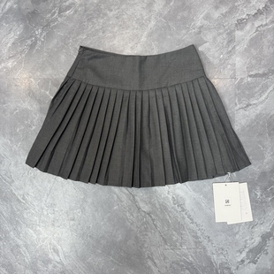 9.5欧y喜 灰色学院风百褶半身裙女春秋少女修身短裙a字裙