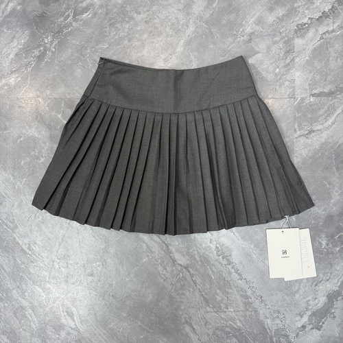 9.5欧y喜 灰色学院风百褶半身裙女春秋少女修身短裙a字裙