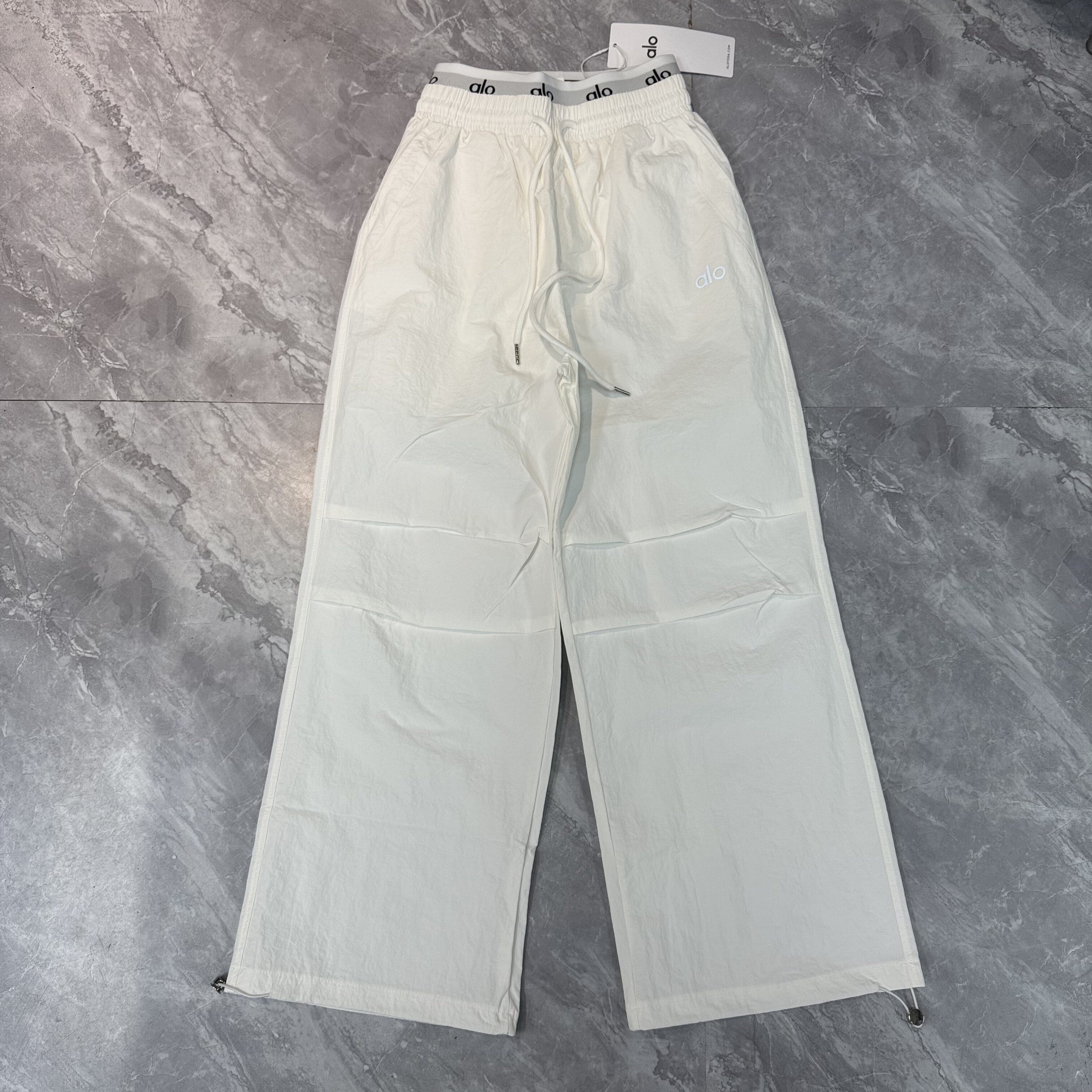 10.10al.. 高腰拼接字母印花休闲工装裤韩版显瘦百搭气质阔