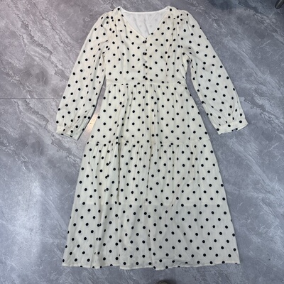 11.7IYF 波点连衣裙女长袖法式气质收腰长裙