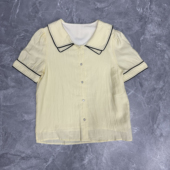 鹿家 光风霁月 淑女风翻领短袖 7.7 衬衫 甜美设计感女衬衣