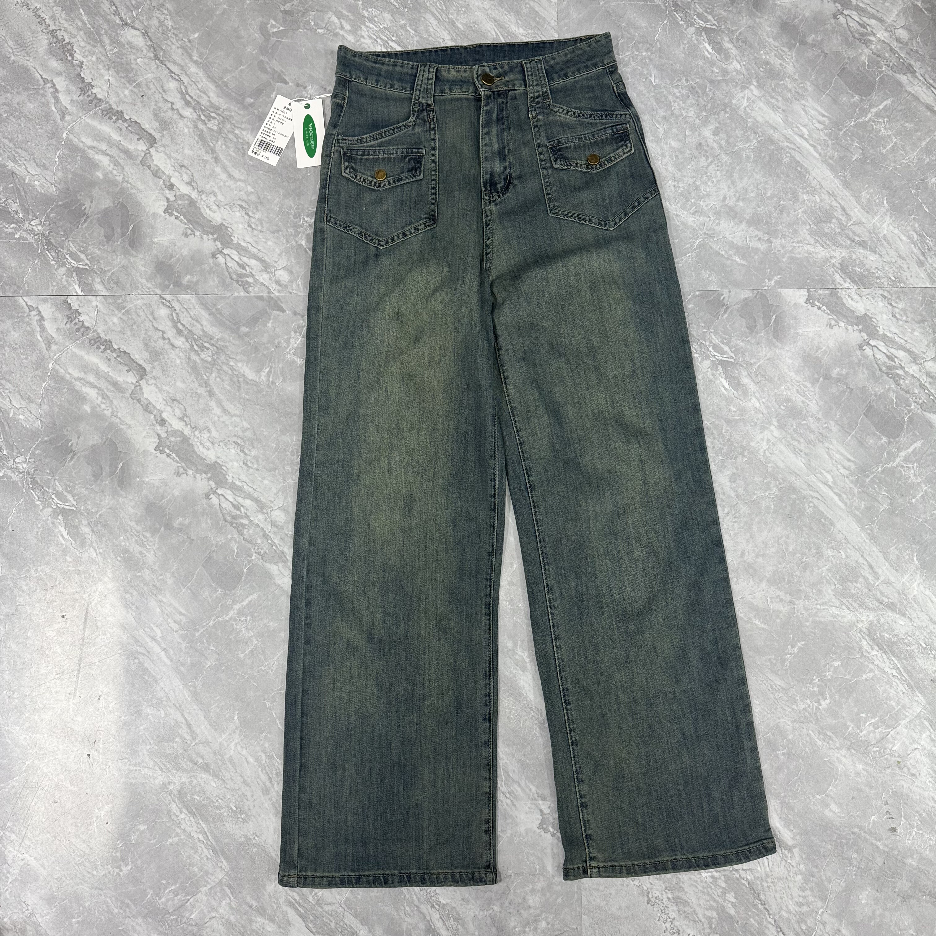 10.29范k辛 复古高腰宽松阔腿牛仔裤女垂感直筒裤子