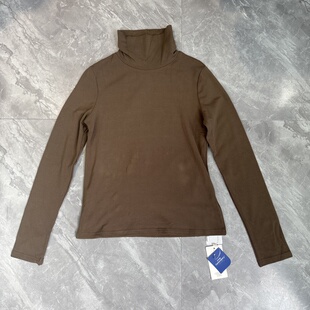 1.30羊城gs 半高领长袖打底衫女秋冬加绒纯色T恤修身内搭上衣潮