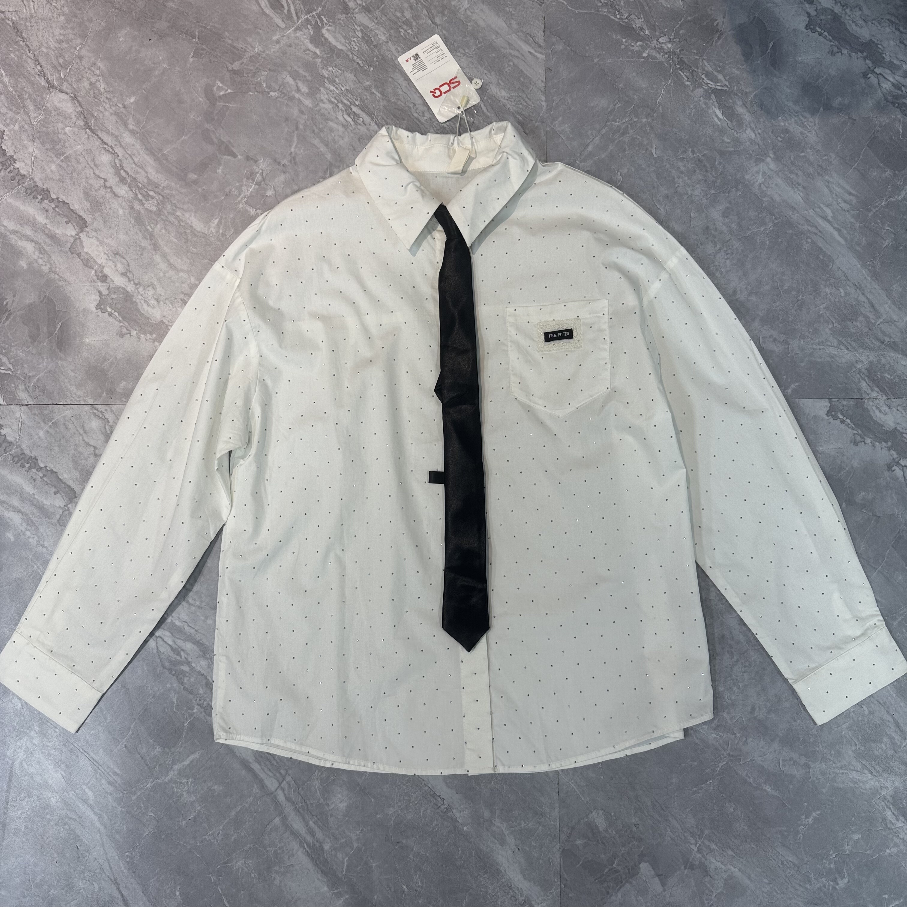 10.20SC… 满钻oversize衬衫女春秋宽松气质口袋宽松长袖通勤上衣