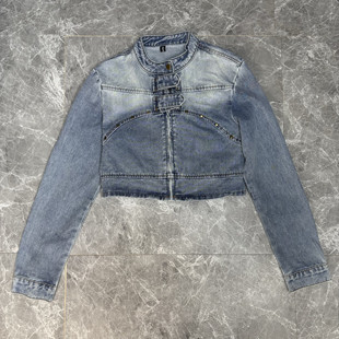 12.16盛f 春秋新款女复古牛仔外辣妹修身显瘦上衣