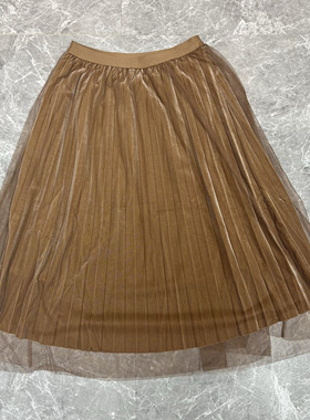 1.31IYF 网纱半身裙春季高腰百褶裙设计感百搭a字裙中长裙