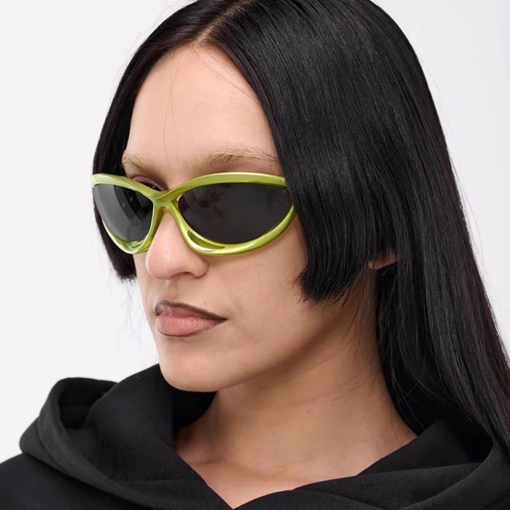 欧美潮流太阳镜千禧风跨境Y2K时尚户外运动骑行镜镂空镜腿男墨镜