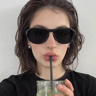 复古时尚 高级感网红凹造型拍照防紫外线太阳眼镜 欧美大框墨镜女款