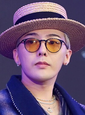 权志龙GD同款偏光超轻墨镜橘黄小圆框痞帅酷男士小脸潮人太阳眼镜