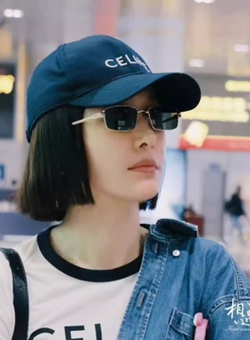 秦岚同款金属小框茶色墨镜男高级感痞帅眼镜方框太阳镜个性防晒潮