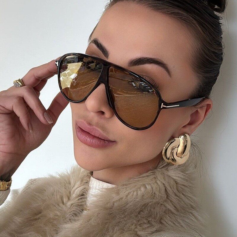 欧美时尚跨境蛤蟆镜T字大框简约个性街拍太阳眼镜防紫外线女墨镜