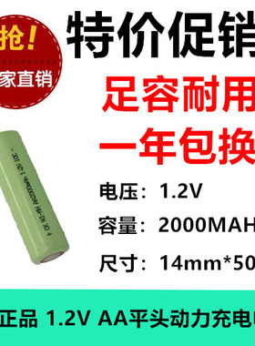 5号AA2000mAh平头充电电池1.2v应急灯 刮胡剃须刀玩具鼠标闹钟10C