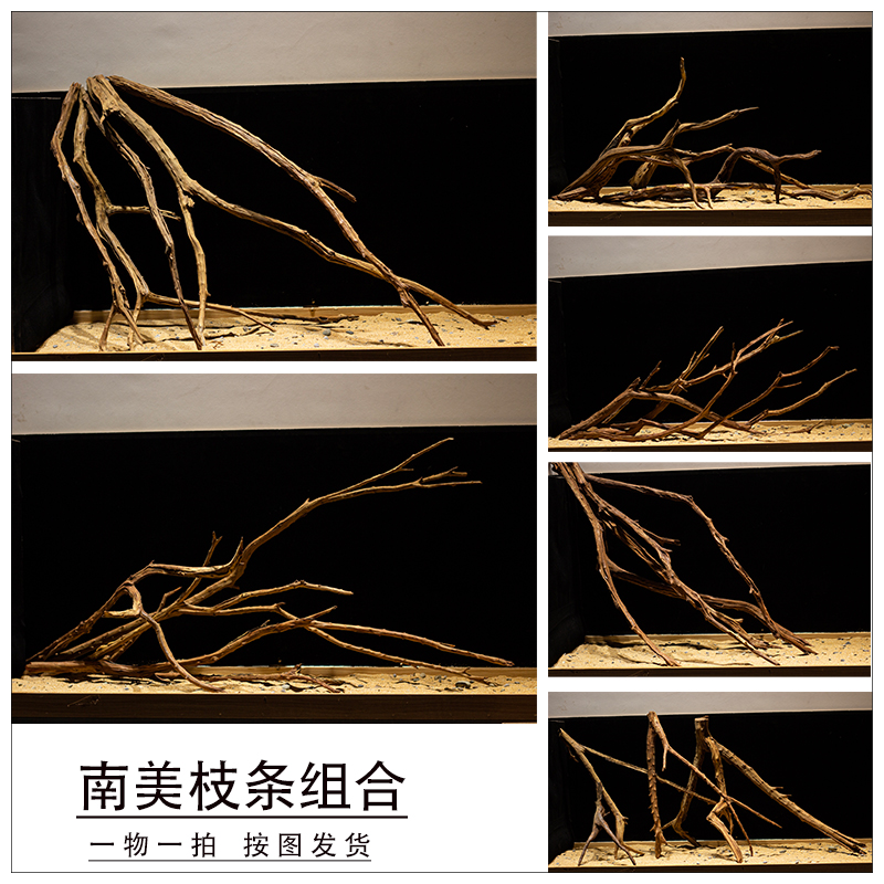 鱼缸造景沉木枝条南美缸布景紫柚组合草缸装饰原生埃及七彩神仙缸