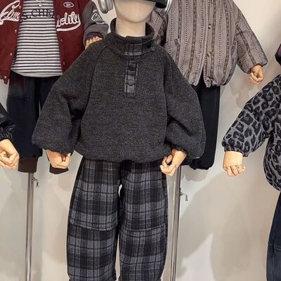 男童加绒套装秋冬款2025新款男孩宝韩版痞帅卫衣裤子儿童冬季衣服