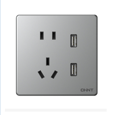 正泰开关面板插座86型 NEW2-Y13235双USB五孔插座2100毫安5V双USB