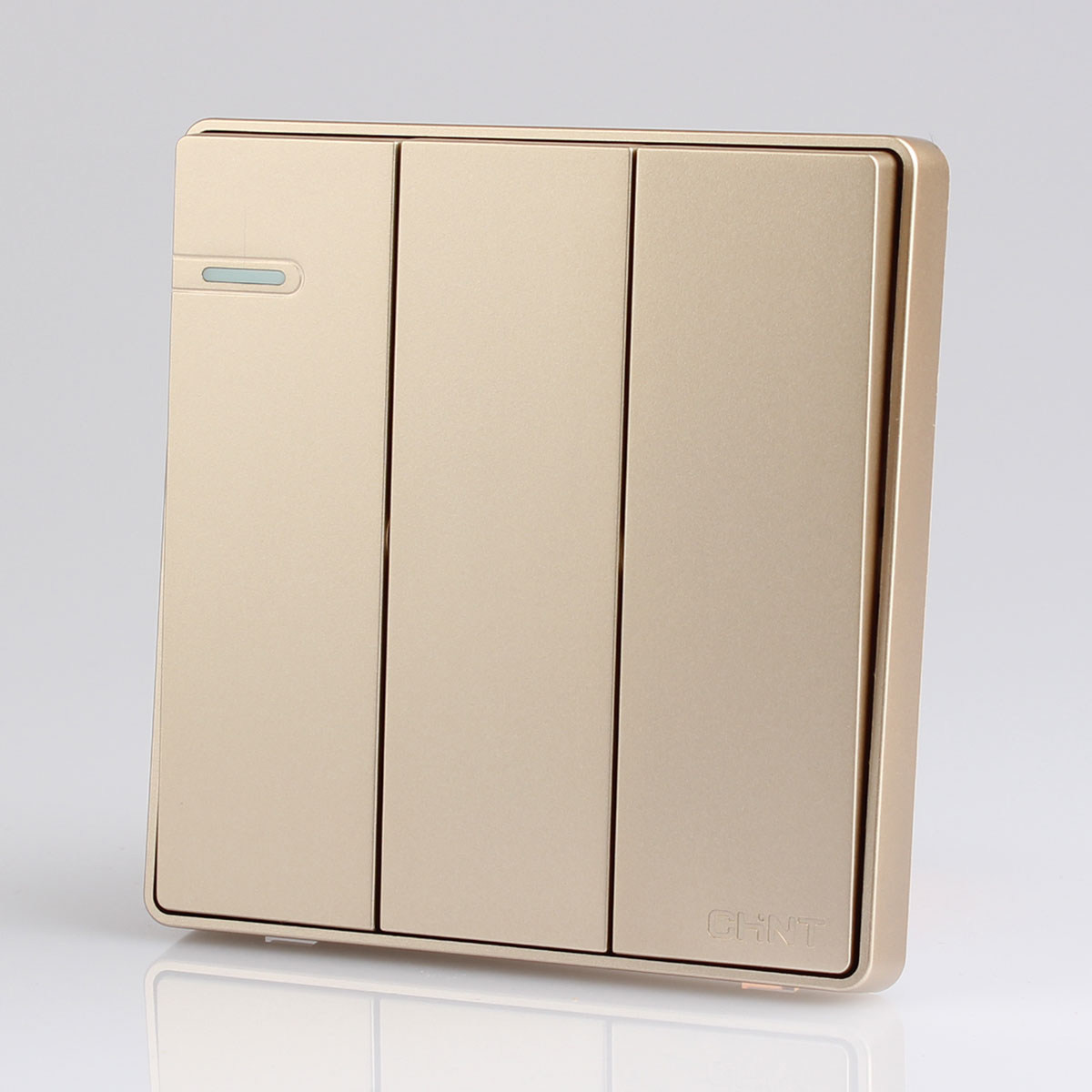 正泰开关插座NEW2C香槟金 一开多控二开双控NEW2C-07312三开面板