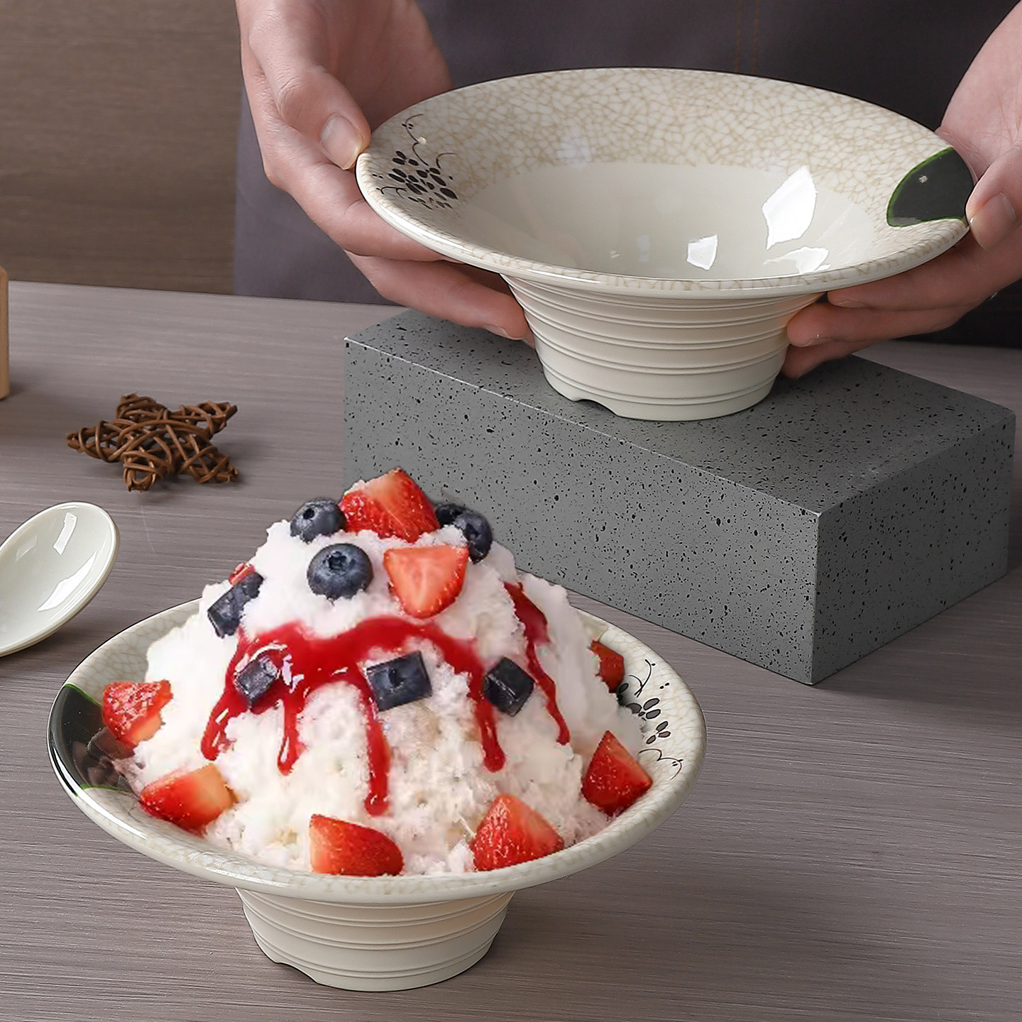 密胺塑料糖水铺绵绵沙冰碗甜品店火锅店专用刨冰碗雪花冰粉碗商用