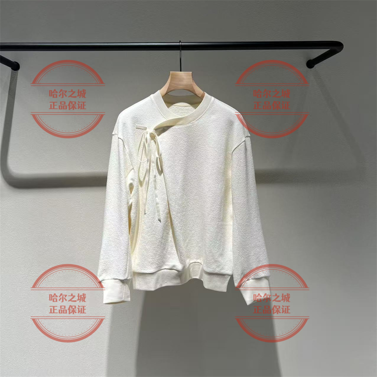 圆领系带针织套头卫衣专柜正品