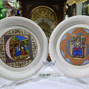英国产Hornsea24K镏金珐琅彩圣诞装饰盘家居装饰摆件限量发行中古