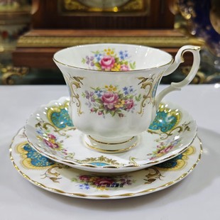 英国原产Royal Albert镏金骨瓷Berkeley咖啡杯碟三件套中古下午茶