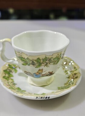 英国原产Royal Doulton骨瓷老鼠搬家迷你咖啡杯碟二件套装饰中古