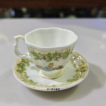 英国原产Royal Doulton骨瓷老鼠搬家迷你咖啡杯碟二件套装饰中古