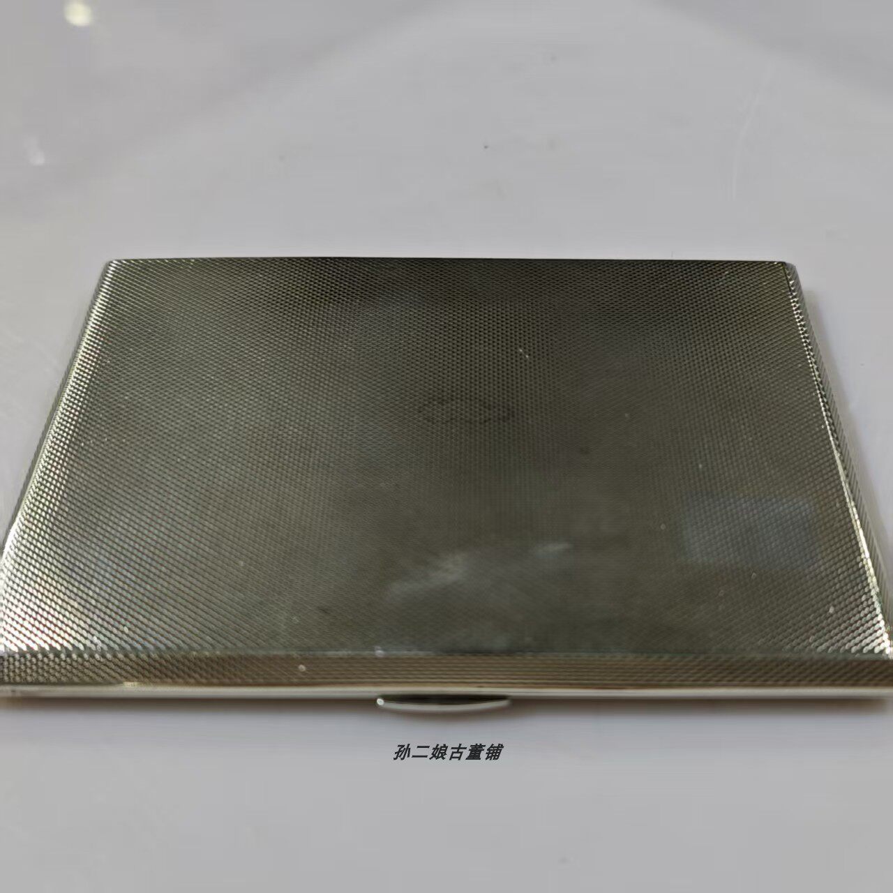 英国古董银器伯明翰产纯银手工打造錾刻纹内镏金烟盒卡片盒1920年