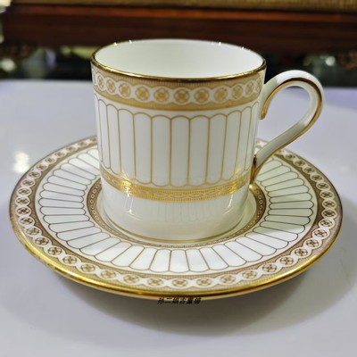 英国产Wedgwood骨瓷手绘Colonnade咖啡杯碟二件套百年古董1920年