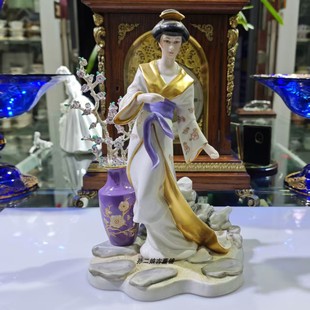 Franklin Mint镏金手绘立体浮雕梅花公主瓷偶家居装饰摆件中古