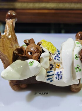 英国Studio Pottery工作室睡床小老鼠手工陶瓷小摆件趣味专题收藏