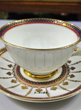 英国原产Buckingham Palace镏金手绘咖啡杯碟二件套1996年中古