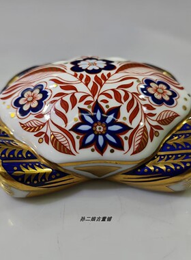 英国产Royal Crown Derby镏金骨瓷全手绘香槟蟹动物镇纸摆件1991