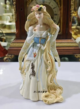 英国原产Wedgwood手工制作立体浮雕长发公主瓷偶家居装饰摆件中古