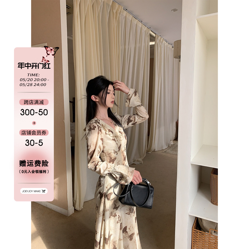 酒一自制 | 连衣裙女装春装女2024年新款早春绝美气质蝴蝶裙子 女装/女士精品 连衣裙 原图主图