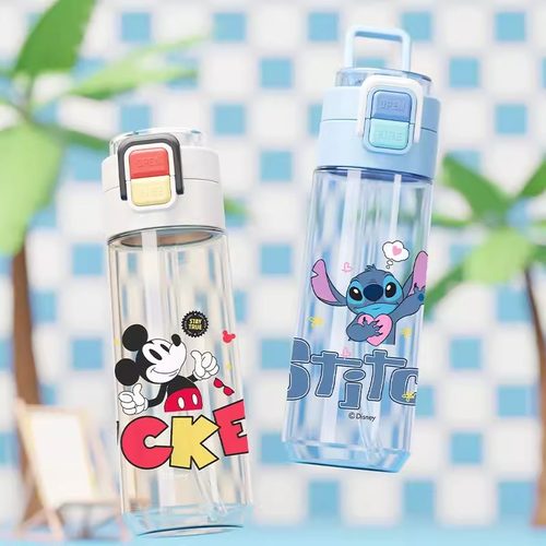 迪士尼草莓熊双饮吸管直饮水杯