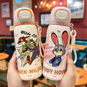 疯狂动物城保温杯男女生高颜值吸管水杯儿童学生上学便携保温杯