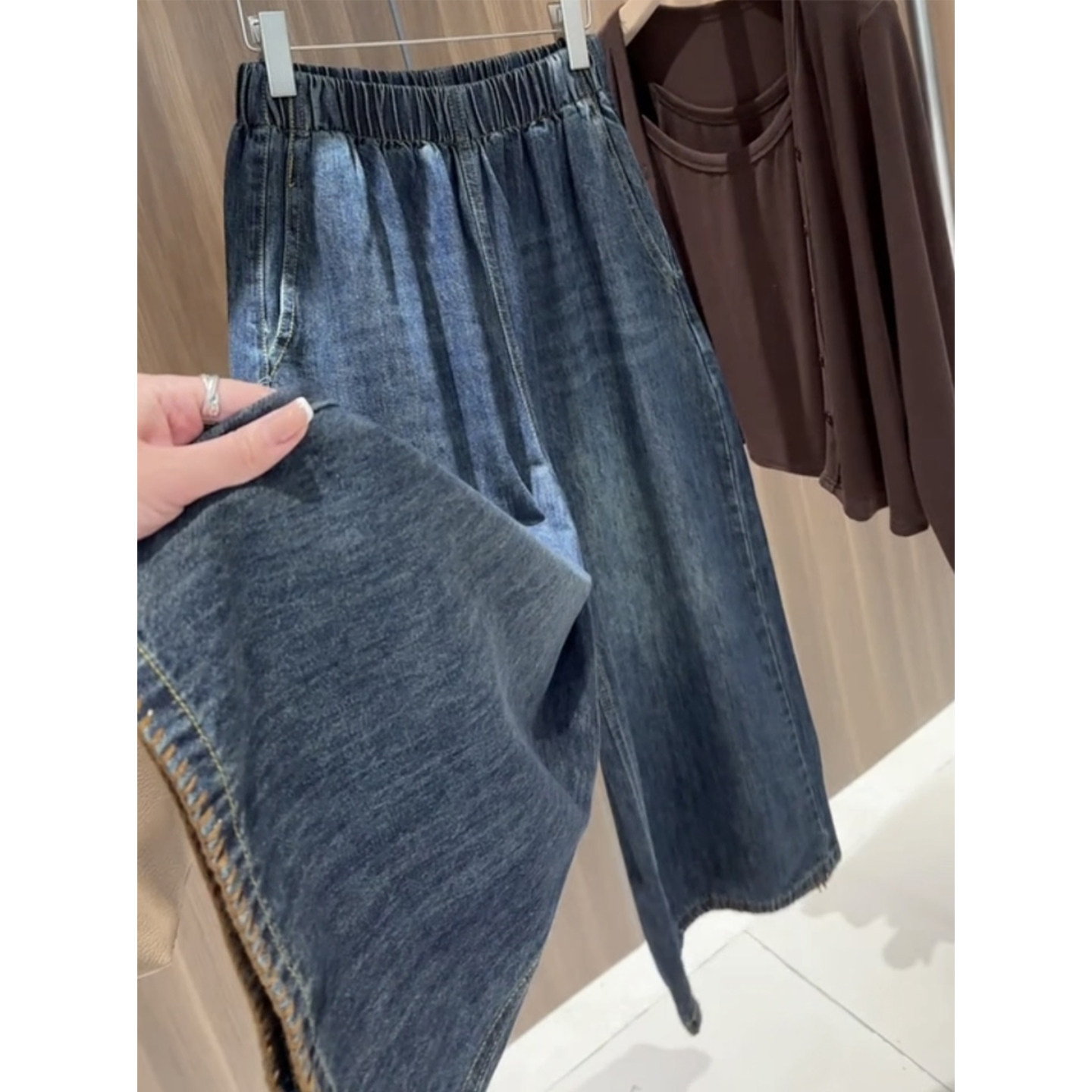 复古松弛感牛仔裤女秋季减龄高腰显瘦慵懒风直筒裤休闲九分阔腿裤,女装/女士精品,牛仔裤,淘宝优惠券,粉丝福利购,淘宝优惠卷