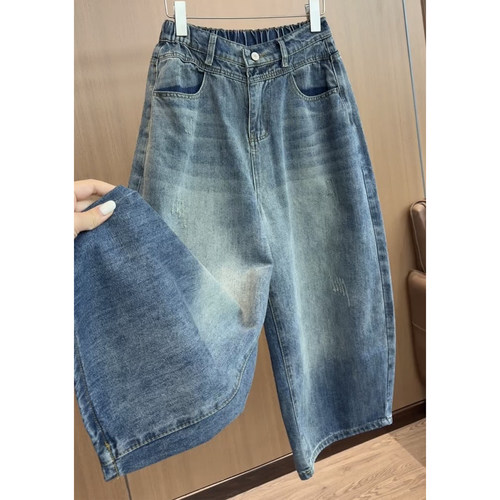 复古水洗牛仔气球裤女夏款柔软